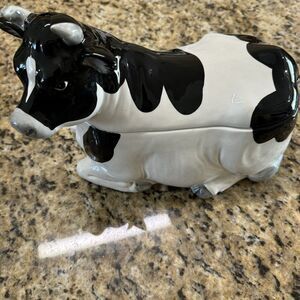 VTG Ceramic Cow Cookie Jar Otagiri 1982 Black White Holstein Heifer Dairy 10.5in